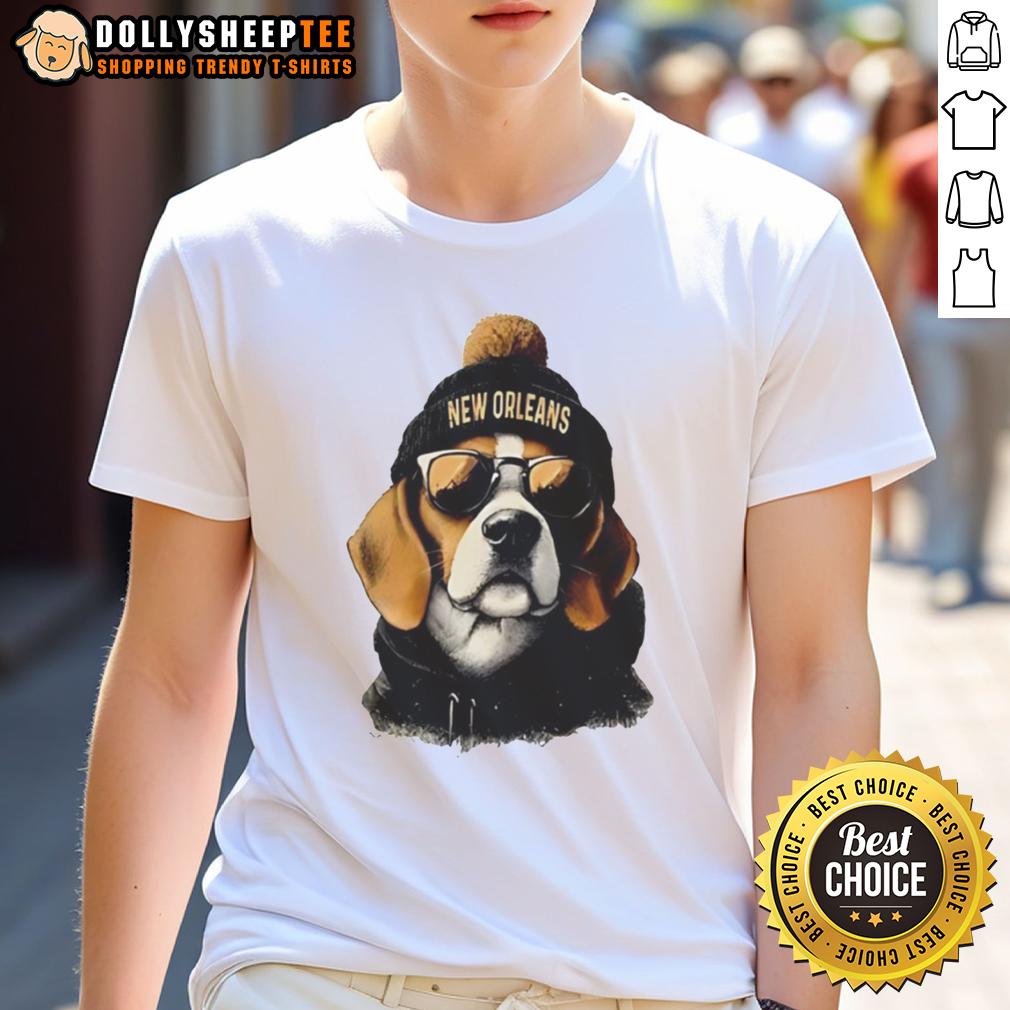 Original New Orlean Saints Mascot Wearing A Beanie And Sunglasses T-Shirt