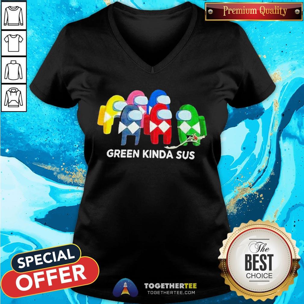 Cute Power Rangers Among Us Green Kinda Sus Shirt - Image 2