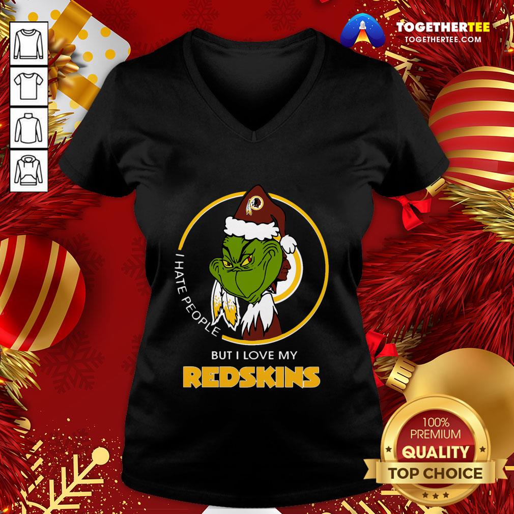 Hot I Hate People But I Love My Washington Redskins Grinch Shirt - Image 2