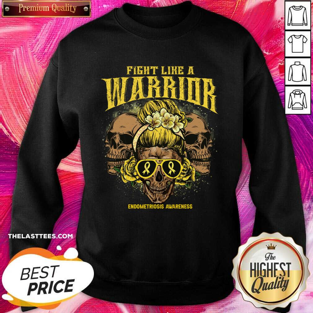 Fight Like A Warrior Endometriosis Awareness Skull Shirt - Image 3