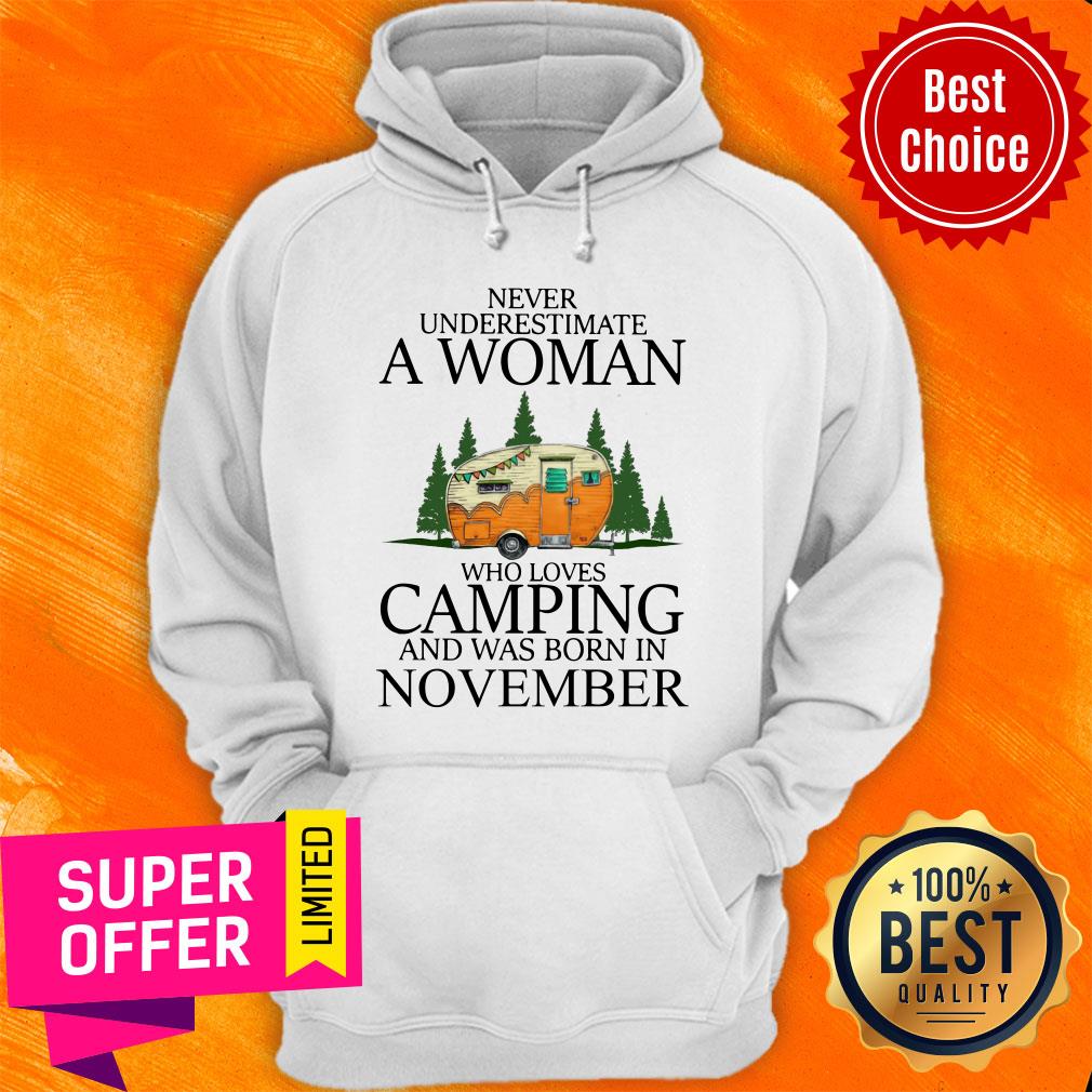 Never Underestimate A Nov Woman Loves Camping Shirt - Image 5