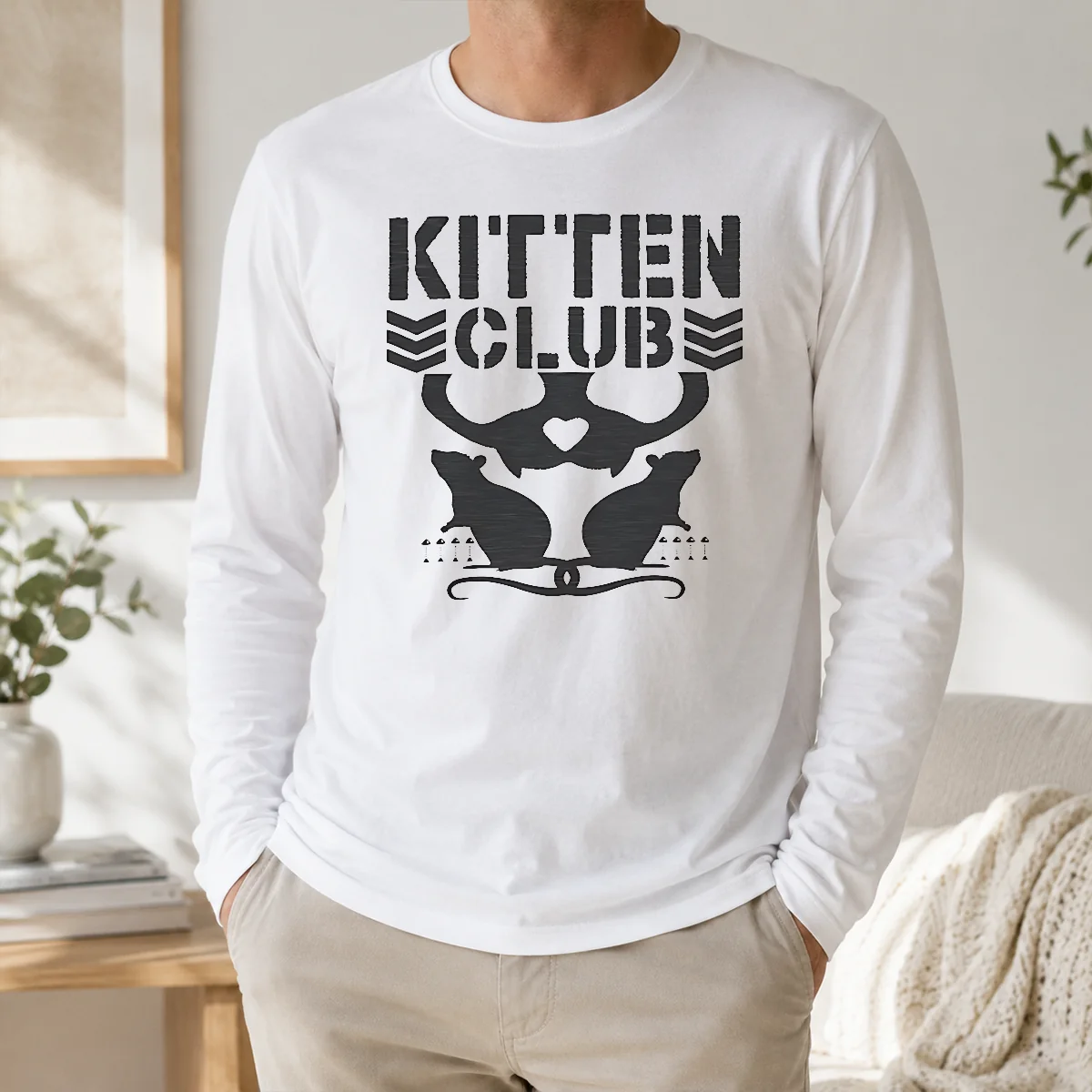 Happy Good Distressed Kitten Club Cat Lover Pet Shirt - Image 5