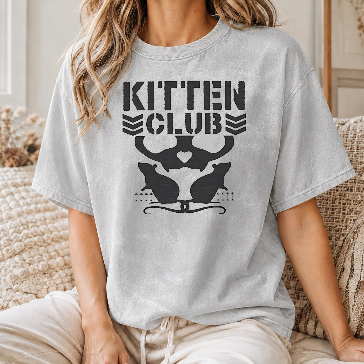 Happy Good Distressed Kitten Club Cat Lover Pet Shirt - Image 8