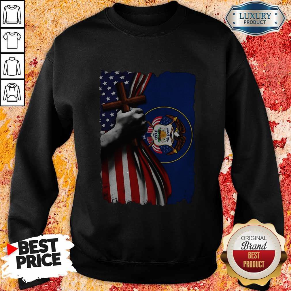 Utah American Flag Cross Happy Independence Day Shirt - Image 4