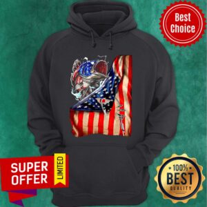 Alternative view of Funny Fishing Hooked American Flag Shirt