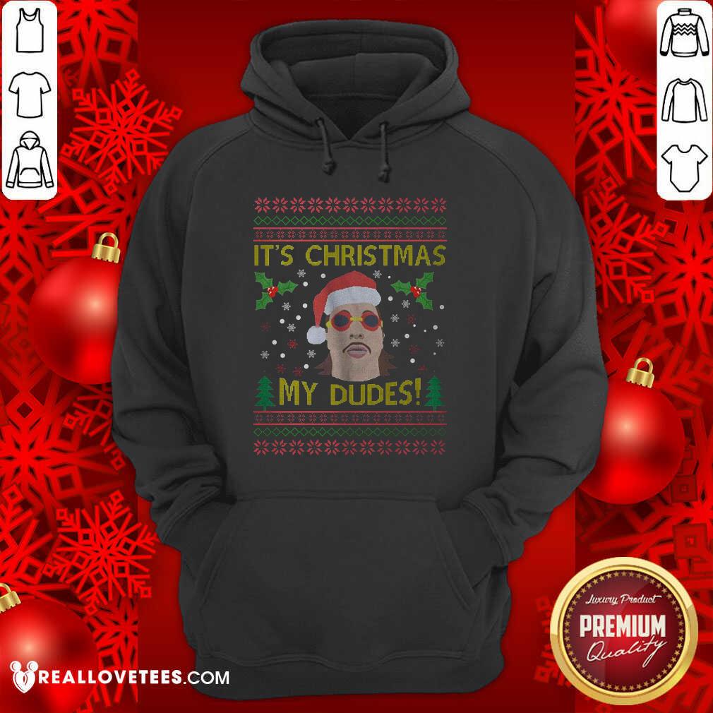 Official Jimmy Here It’s Christmas My Dudes Ugly Christmas Shirt - Image 3