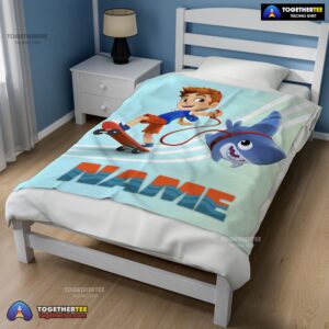 Alternative view of Official Catoon Sharkdog Sharkdog And Max Skateboarding Blanket Fleece Customized Blanket