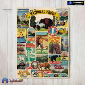 Official Cavallini Visit The National Parks Blanket Fleece Customized Blanket