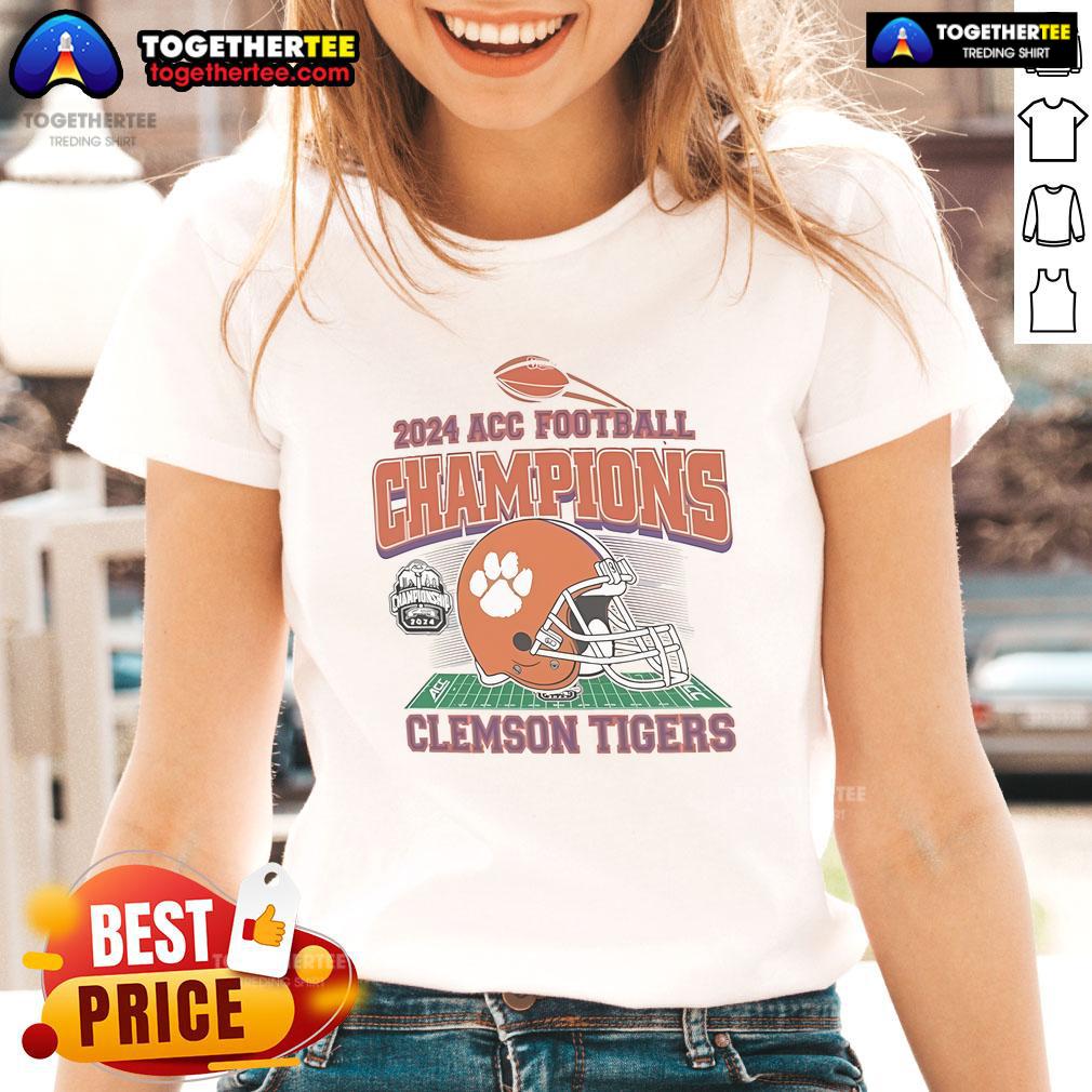 Official Clemson Tigers 2024 ACC Football Conference Champions Helmet T-Shirt - Image 3