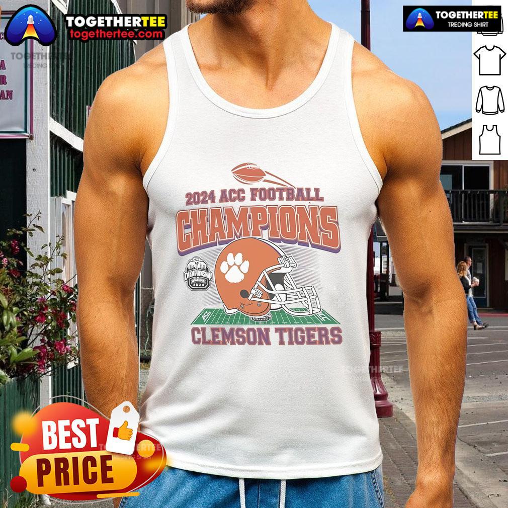 Official Clemson Tigers 2024 ACC Football Conference Champions Helmet T-Shirt - Image 4