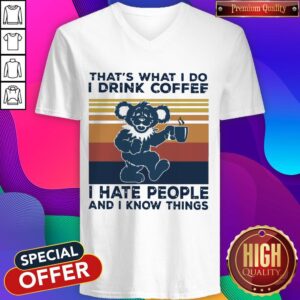 Alternative view of Death Head Bear That’s What I Do I Drink Coffee I Hate People And I Know Things Vintage Retro Shirt