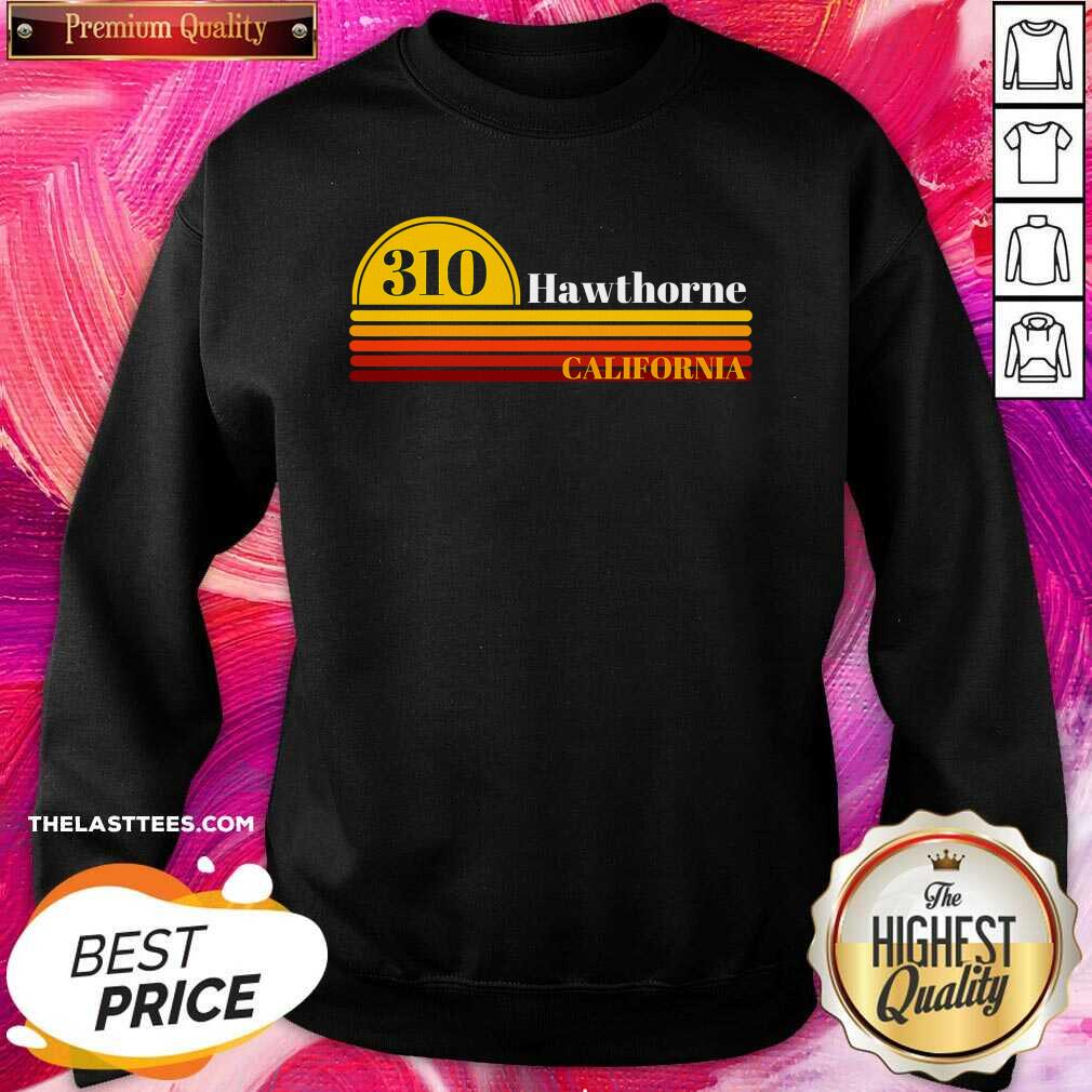 Nice 310 Hawthorne California Vintage Sunset With Area Code Shirt - Image 4