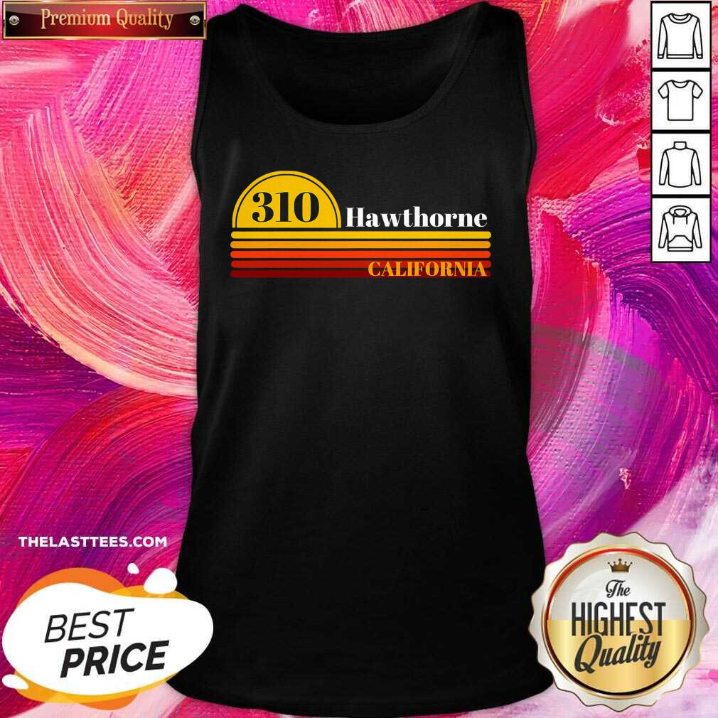 Nice 310 Hawthorne California Vintage Sunset With Area Code Shirt - Image 3