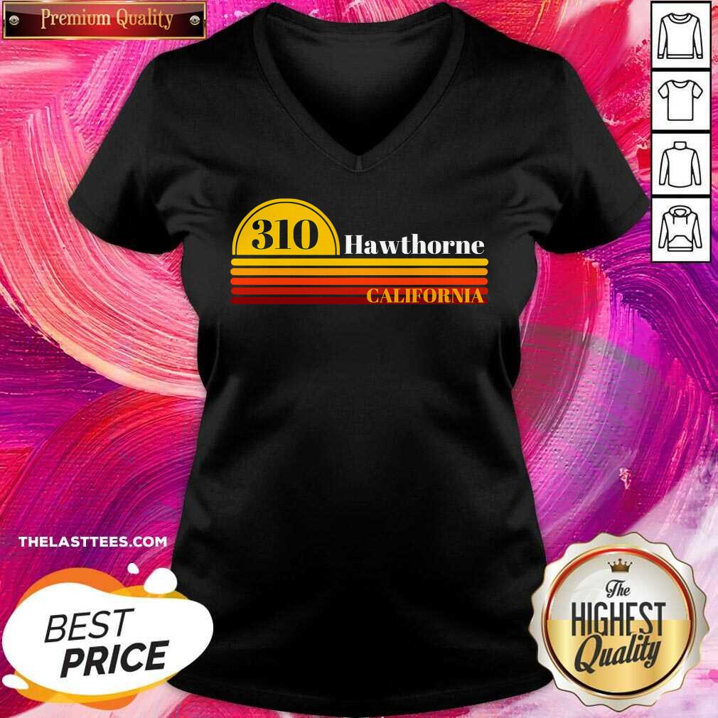 Nice 310 Hawthorne California Vintage Sunset With Area Code Shirt - Image 2
