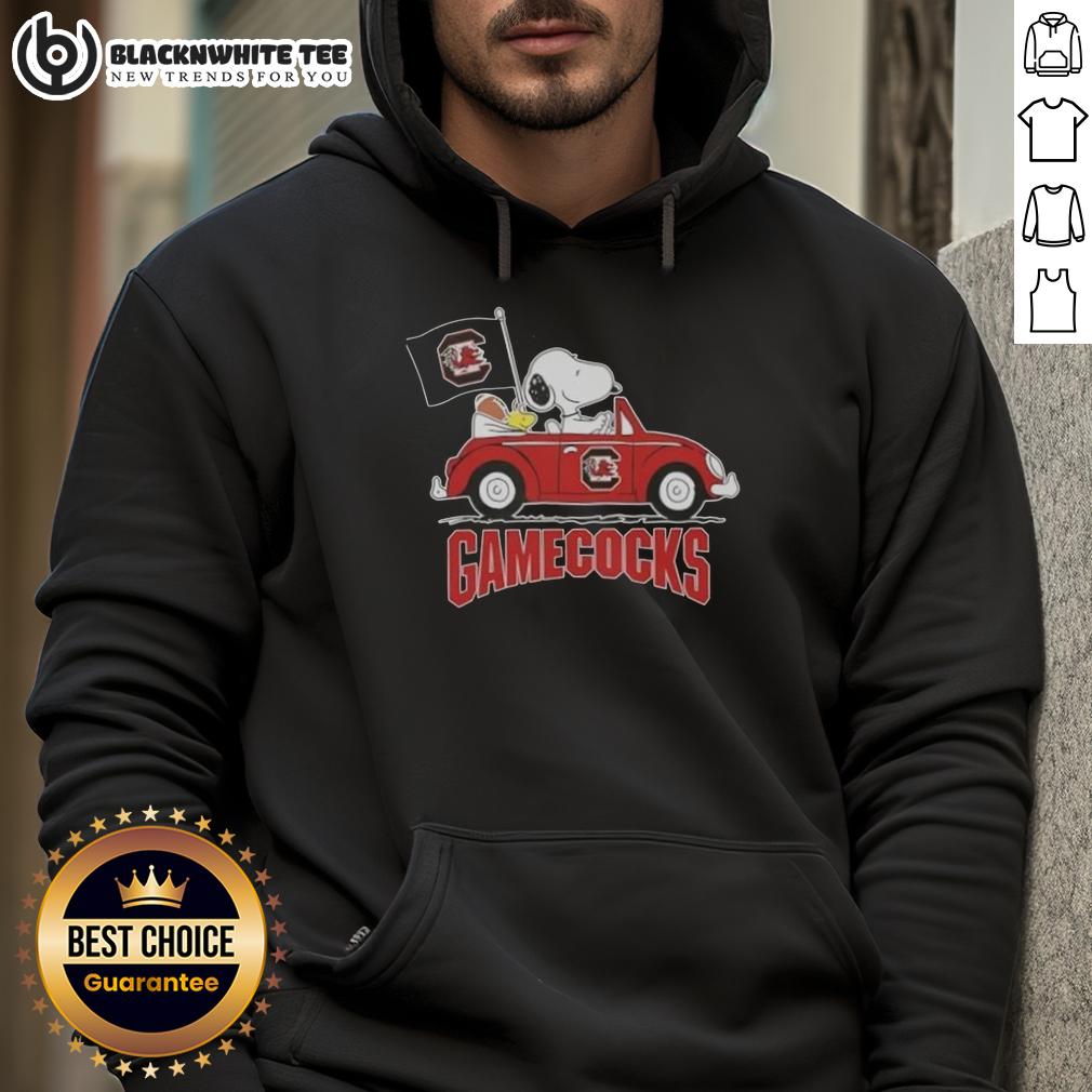 Good Snoopy Driving Car South Carolina Gamecocks Football T-Shirt - Image 2