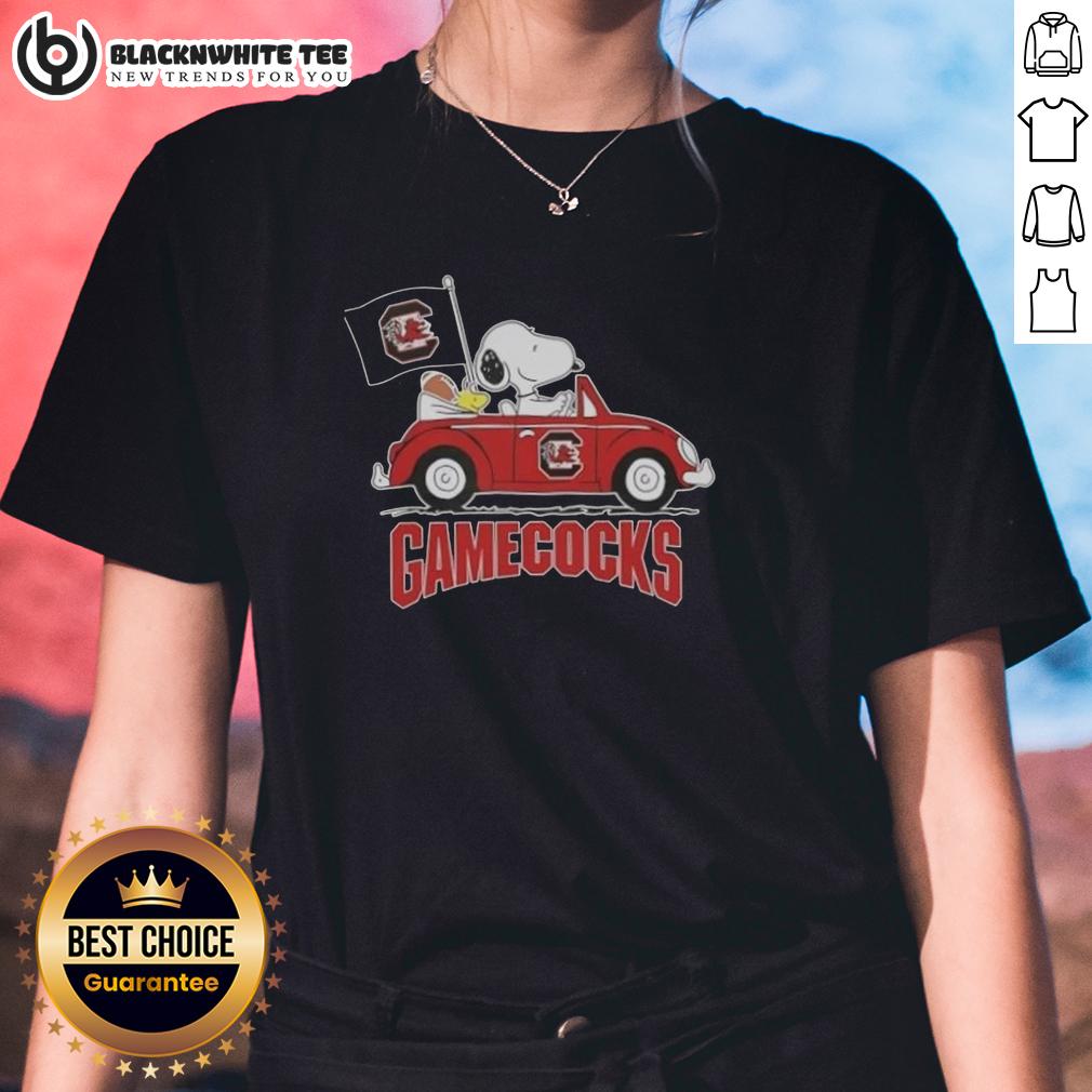 Good Snoopy Driving Car South Carolina Gamecocks Football T-Shirt - Image 3