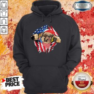 Alternative view of Pug Dog With American Flag 4th Of July Independence Day Shirt