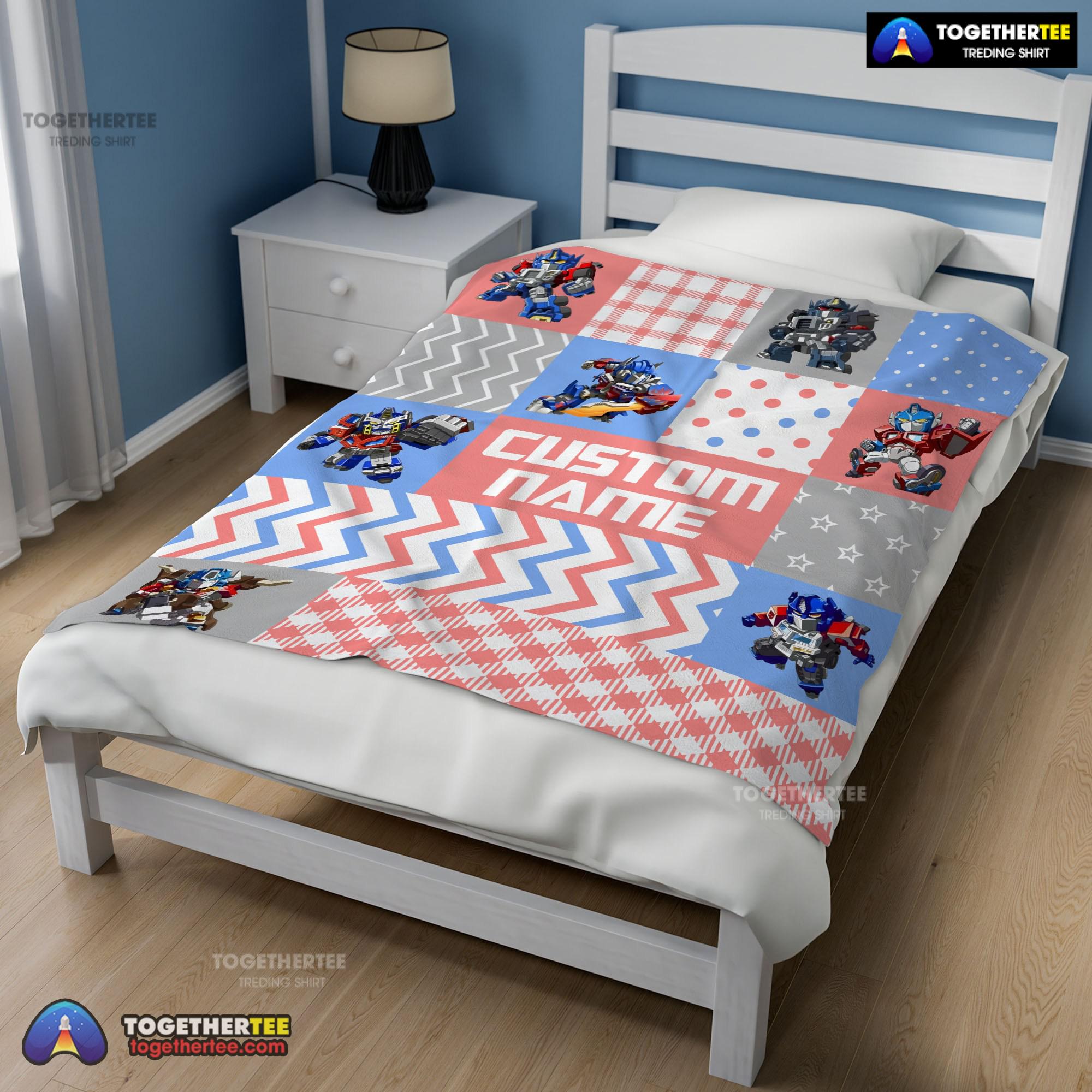 Official Chibi Optimus Prime Transformers Pattern Blanket Fleece Customized Blanket - Image 2