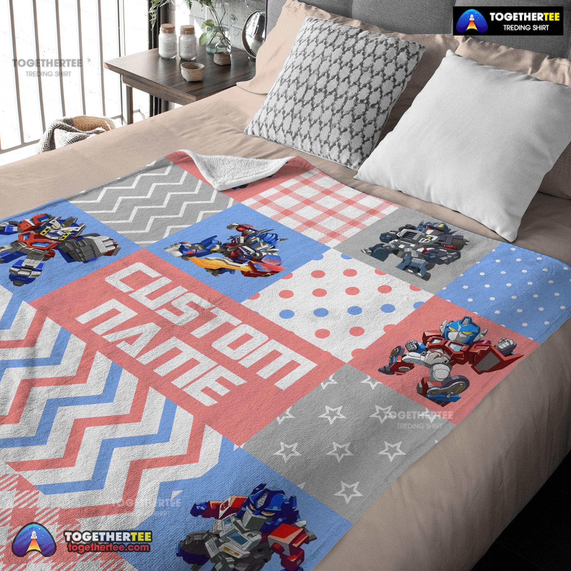 Official Chibi Optimus Prime Transformers Pattern Blanket Fleece Customized Blanket - Image 3
