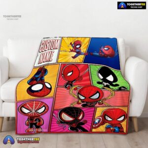 Alternative view of Official Chibi Spider Man Characters Collage Blanket Fleece Customized Blanket