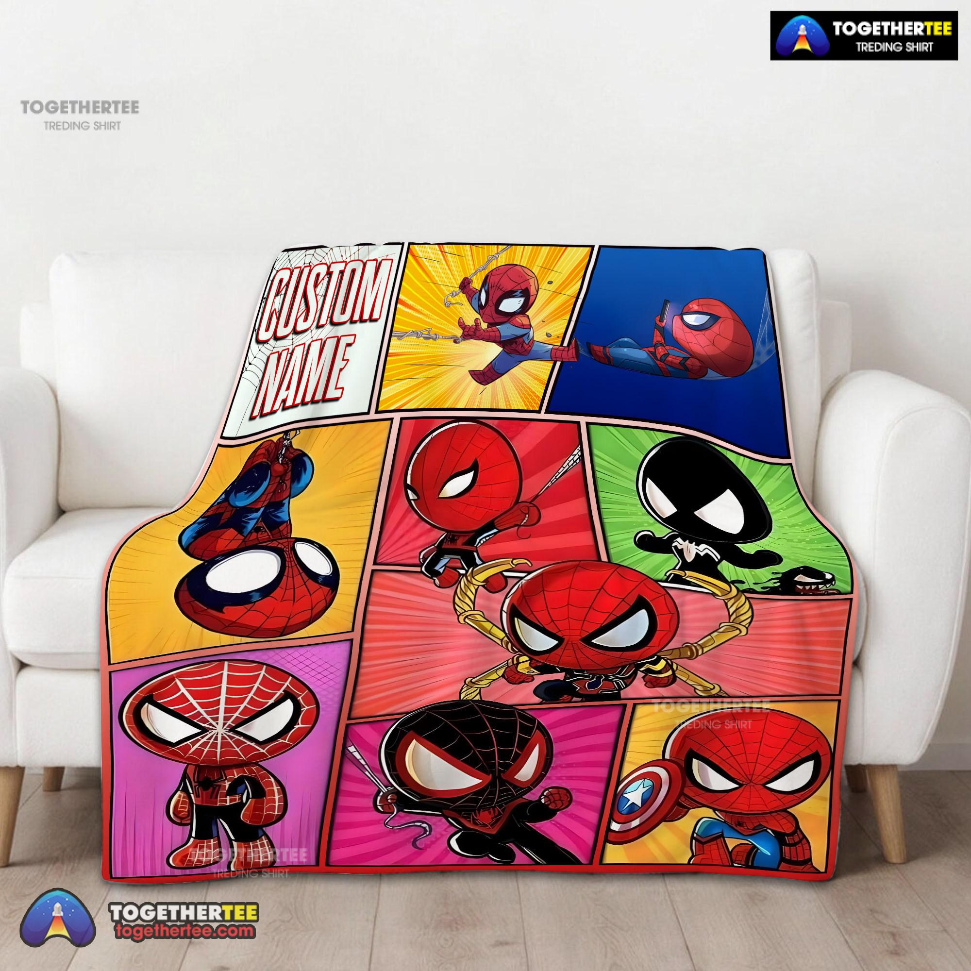 Official Chibi Spider Man Characters Collage Blanket Fleece Customized Blanket - Image 2