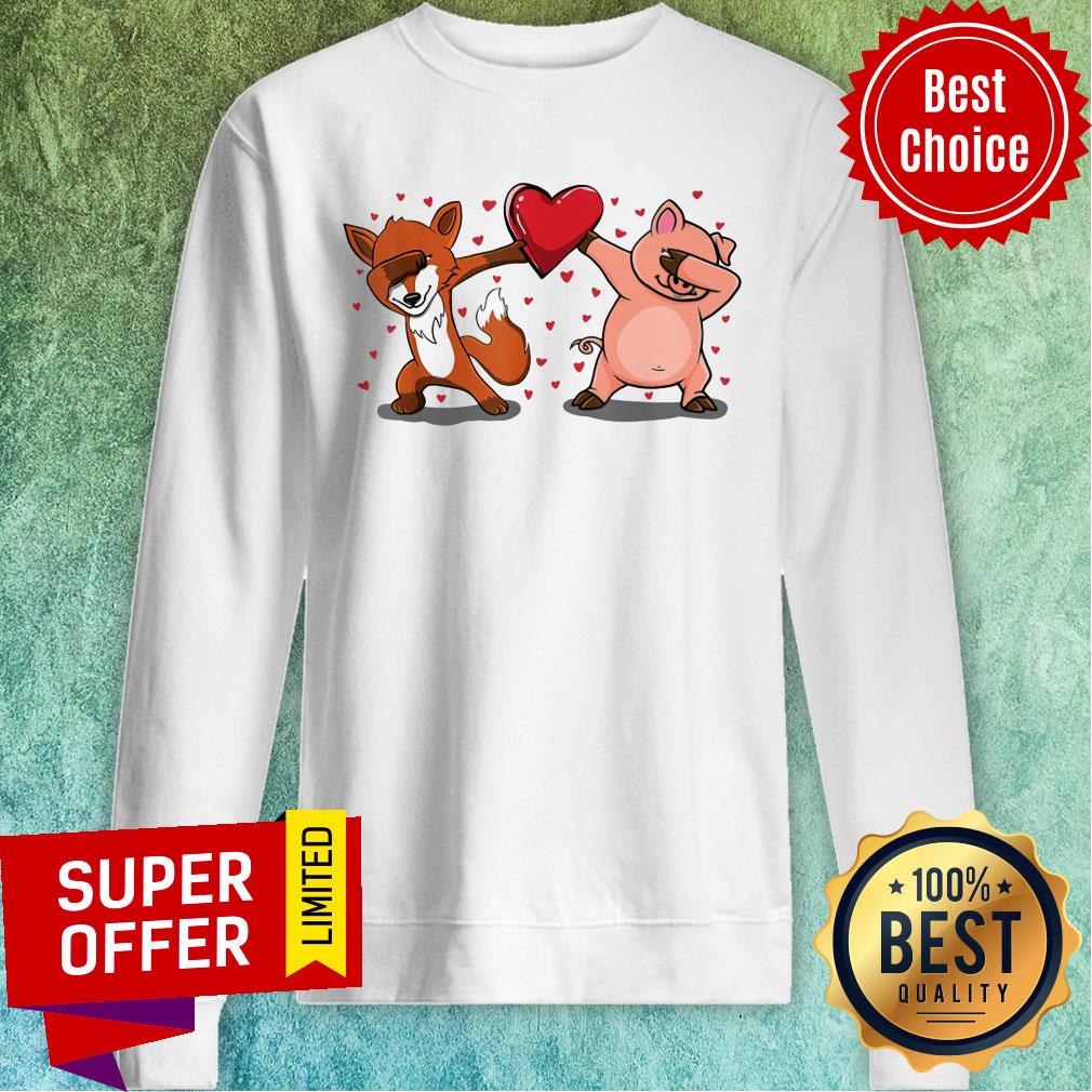 Dabbing Fox Pig Heart Shirt - Image 4