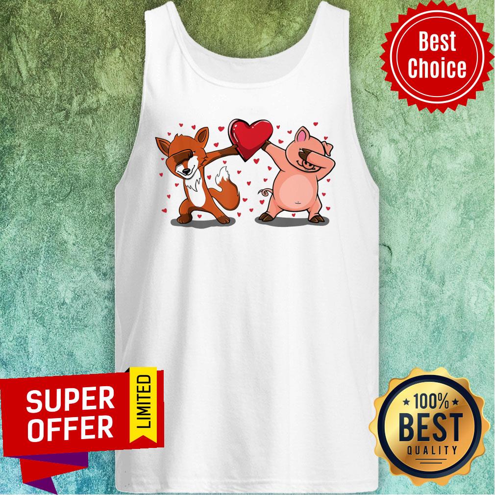 Dabbing Fox Pig Heart Shirt - Image 3