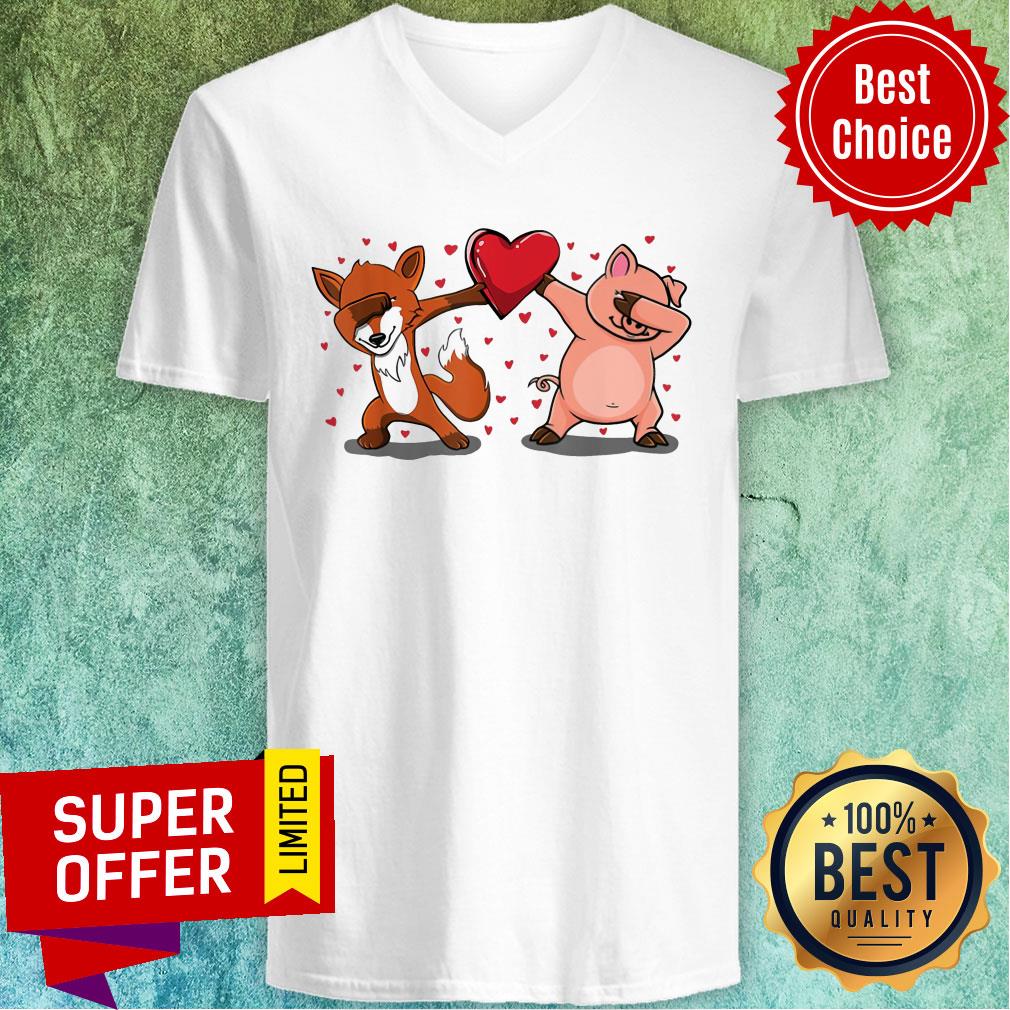 Dabbing Fox Pig Heart Shirt - Image 2