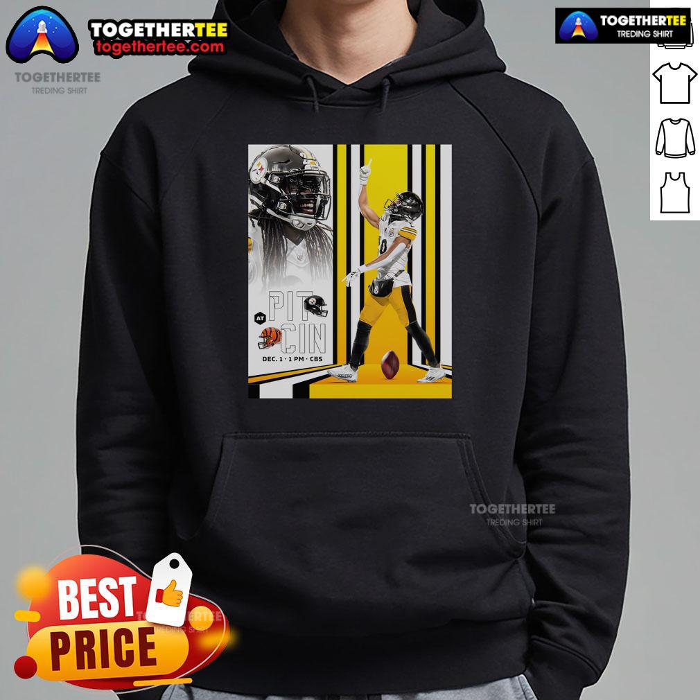 Official We're On To Cincinnati Pittsburgh Steelers At Cincinnati Bengals Dec 1 2024 T-Shirt - Image 2