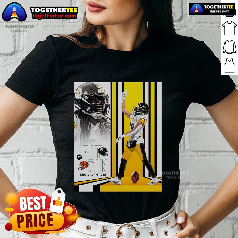 Official We're On To Cincinnati Pittsburgh Steelers At Cincinnati Bengals Dec 1 2024 T-Shirt - Image 3