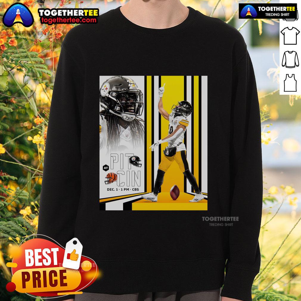 Official We're On To Cincinnati Pittsburgh Steelers At Cincinnati Bengals Dec 1 2024 T-Shirt - Image 5