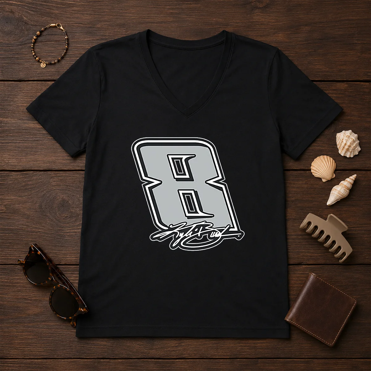 Good Kyle Busch Black No 8 Signature Shirt - Image 2
