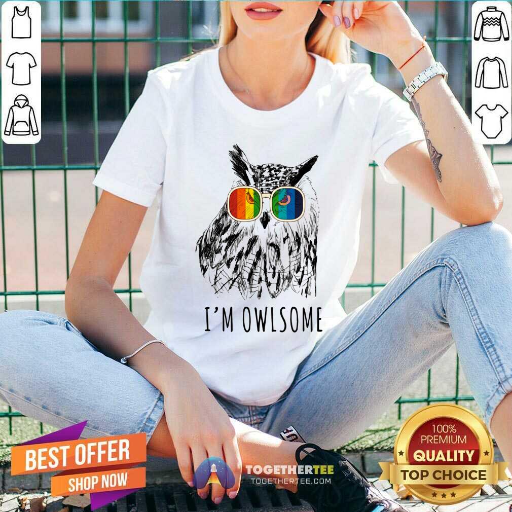 I Am Owlsome Owl With Color Glass Shirt - Image 5