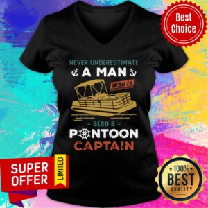 Alternative view of Never Underestimate A Man Also A Pontoon Captain Shirt