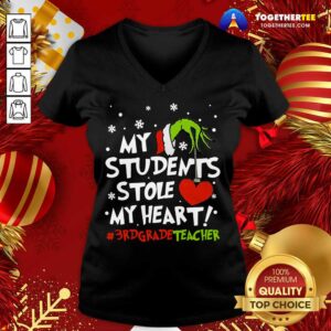Alternative view of Nice Grinch Hand Holding Heart My Students Stole My Heart #3rdgradeteacher Shirt
