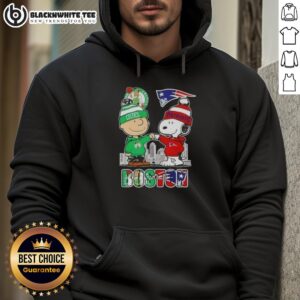 Alternative view of Nice Snoopy And Charlie Brown Boston Sports Celtics X New England Patriots Skyline T-Shirt