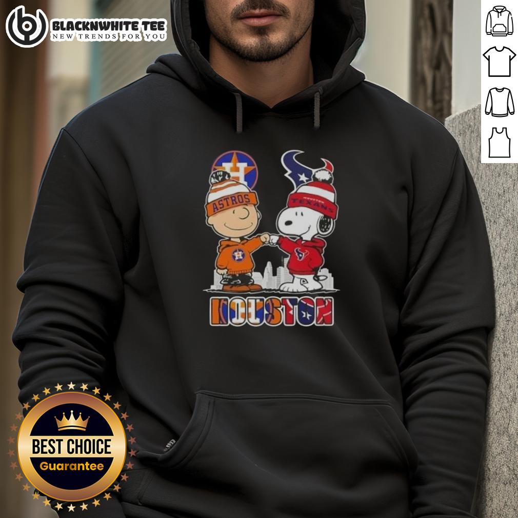 Nice Snoopy And Charlie Brown Houston Sports Astros X Texans Skyline T-Shirt - Image 2