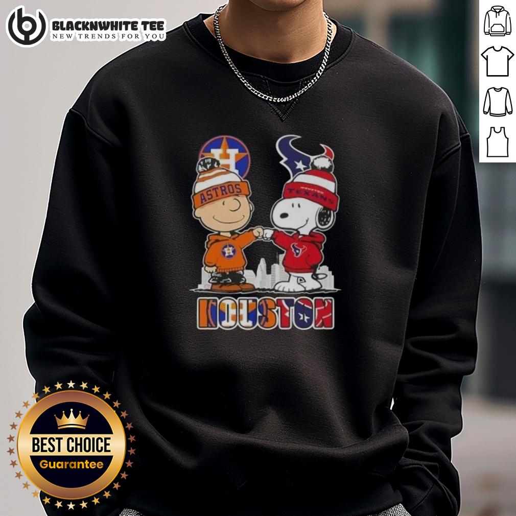 Nice Snoopy And Charlie Brown Houston Sports Astros X Texans Skyline T-Shirt - Image 5