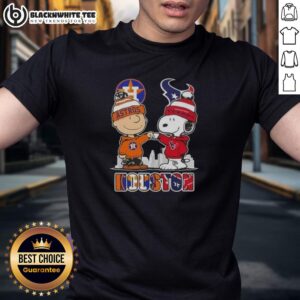 Nice Snoopy And Charlie Brown Houston Sports Astros X Texans Skyline T-Shirt