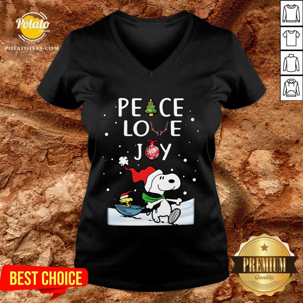 Perfect Merry Christmas Peanuts Snoopy Peace Love Joy Shirt - Image 2