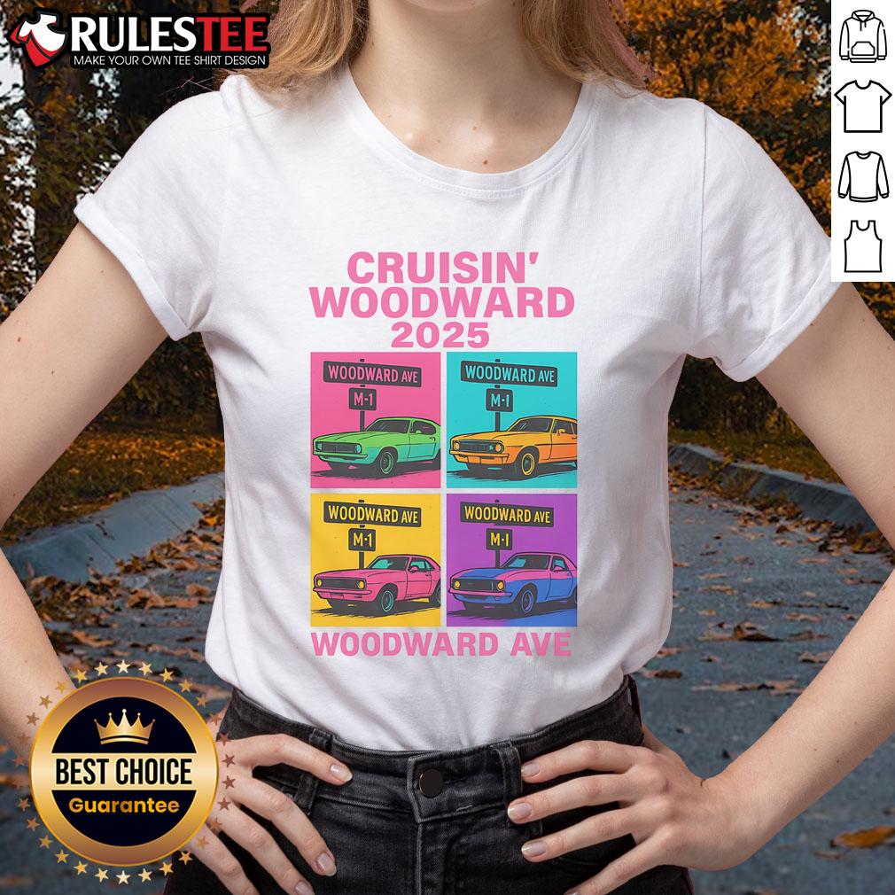 Awesome 2025 Woodward Ave M1 Car Cruise Pop Art T-Shirt - Image 3