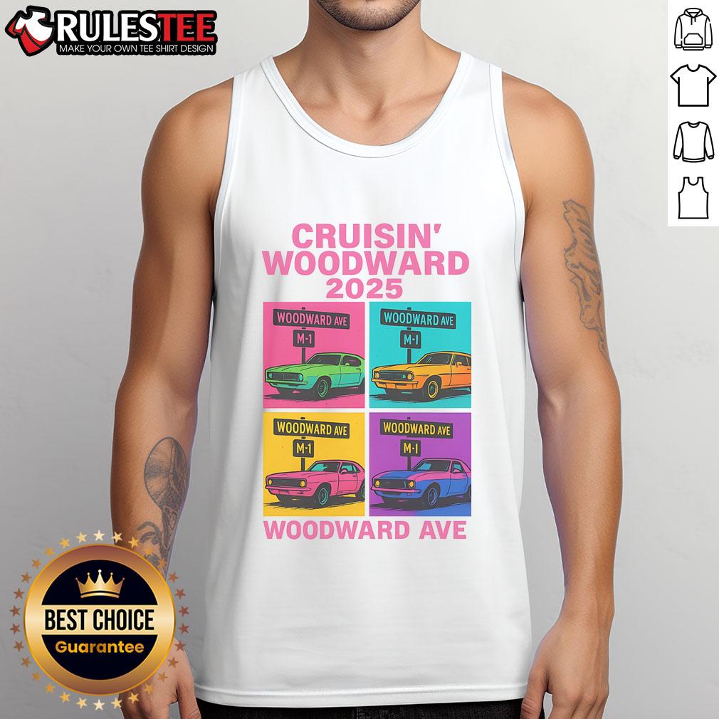 Awesome 2025 Woodward Ave M1 Car Cruise Pop Art T-Shirt - Image 4