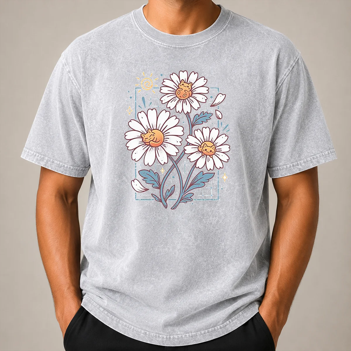 Nice With Cat Daisies Shirt - Image 8