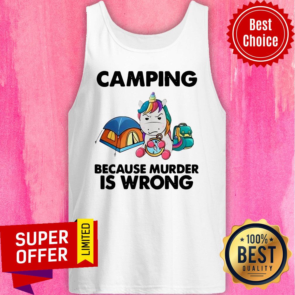 Funny Unicorn Camping Because Murder Is Wrong Shirt - Image 3