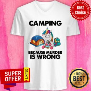 Alternative view of Funny Unicorn Camping Because Murder Is Wrong Shirt