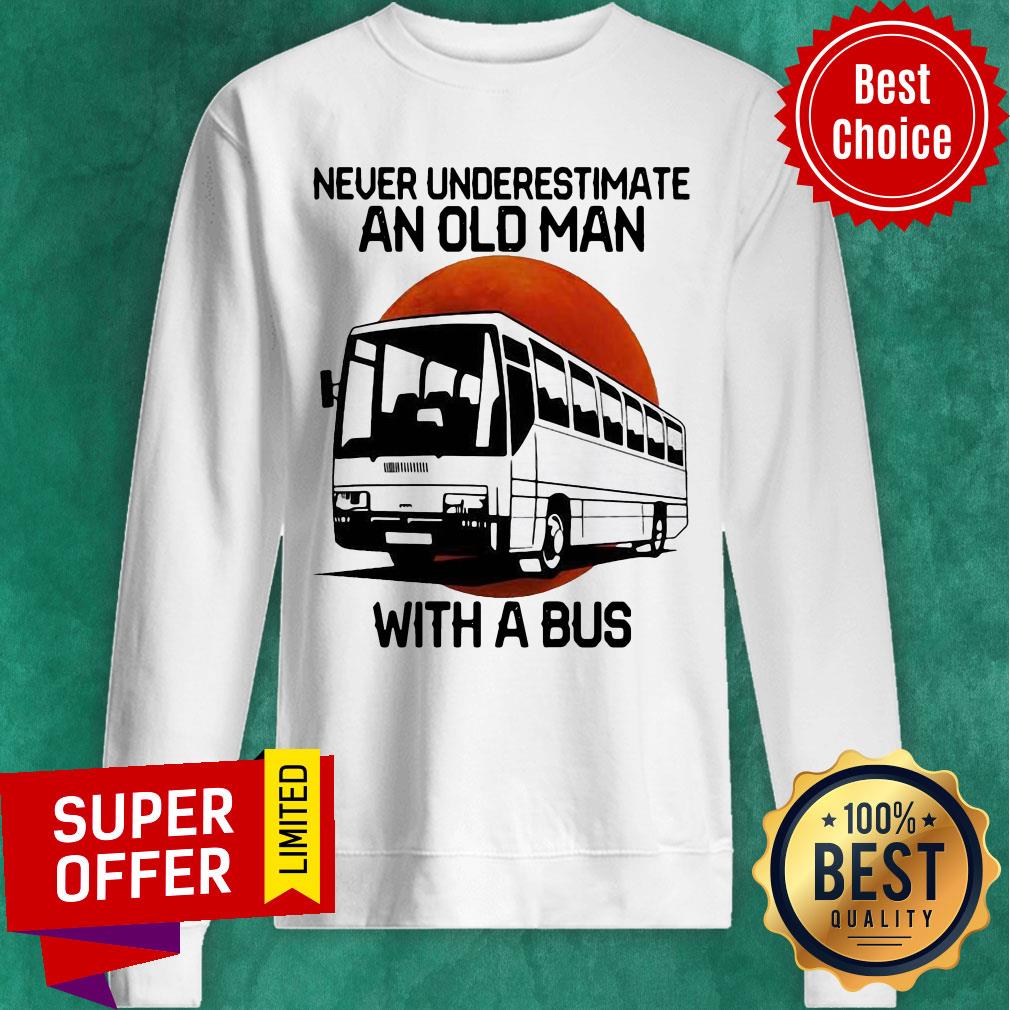 Nice Never Underestimate An Old Man With A Bus Blood Moon Shirt - Image 2