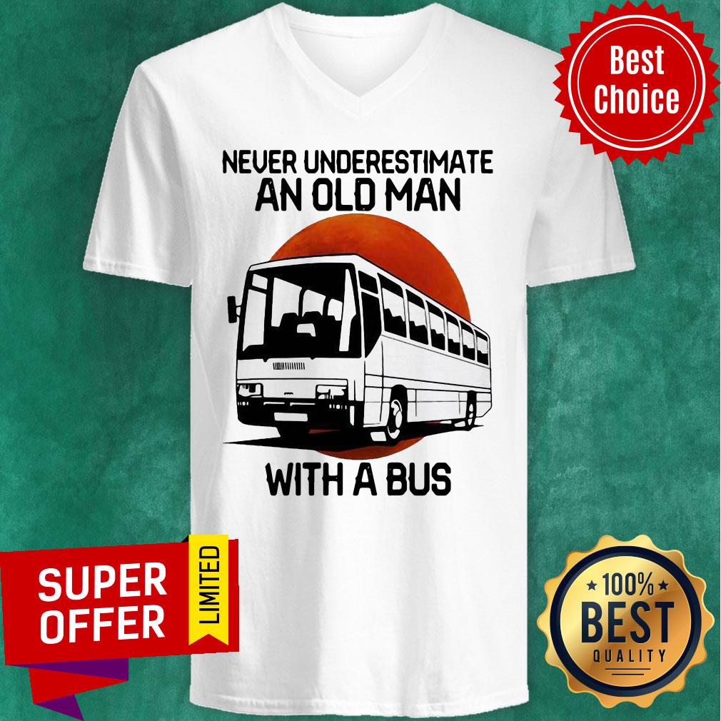 Nice Never Underestimate An Old Man With A Bus Blood Moon Shirt - Image 3