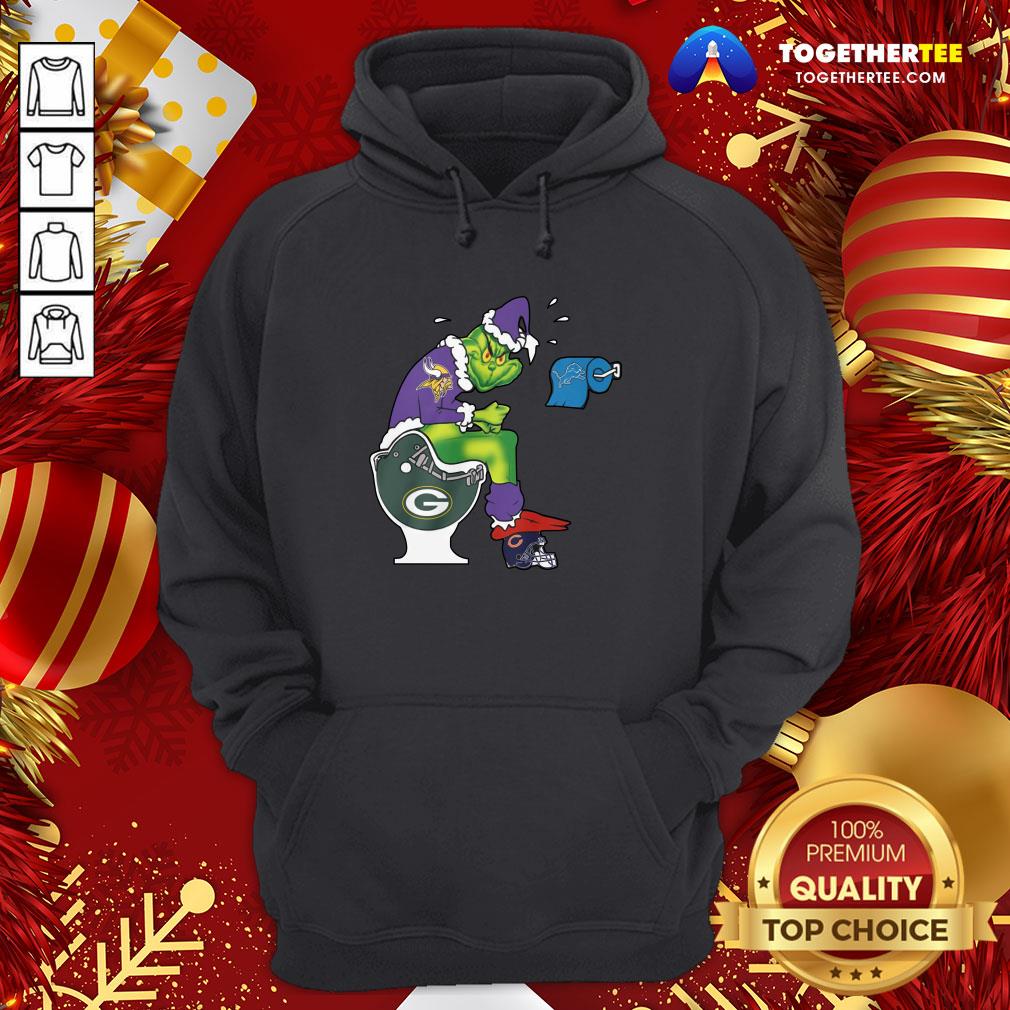 Cute The Grinch Minnesota Vikings Shit On Toilet Green Bay Packers And Other Teams Christmas Shirt - Image 5