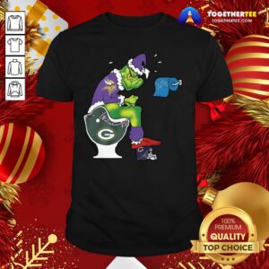 Cute The Grinch Minnesota Vikings Shit On Toilet Green Bay Packers And Other Teams Christmas Shirt