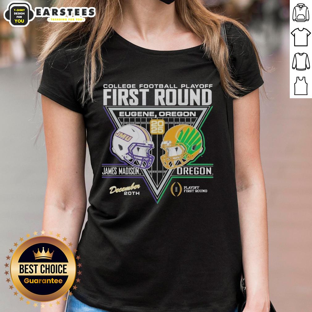 Official James Madison Dukes Vs Oregon Ducks 2025 College Football Playoffs 1st Round Match-Up T-Shirt - Image 3